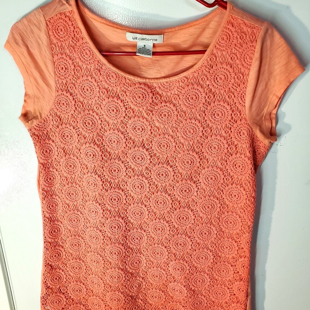 Liz Claiborne size S pink lace blouse